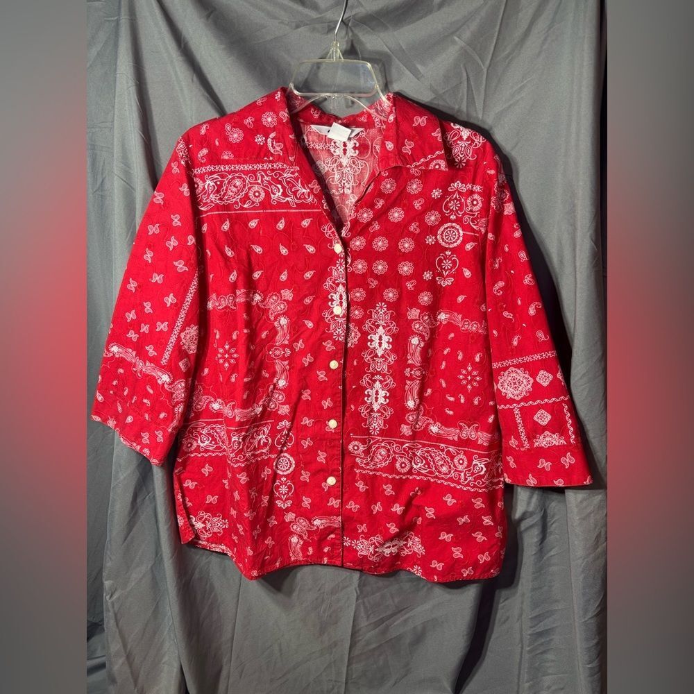 Alia Red Bandana-Style Button Shirt EPC
